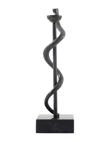Caducée de la médecine ou Bâton d'Esculape en bronze