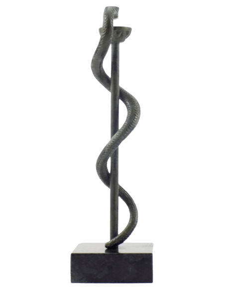 Caducée de la médecine ou Bâton d'Esculape en bronze