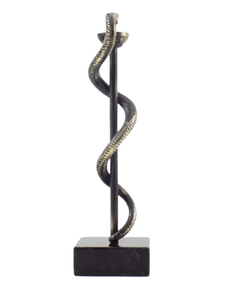 Caduceo de la Medicina o Bastón de Esculapio en bronce
