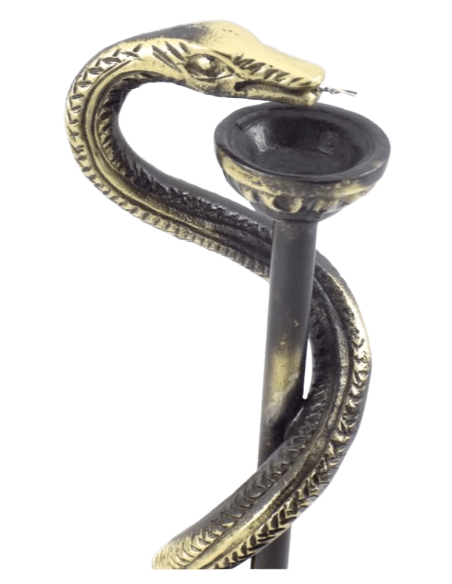 Caduceo de la Medicina o Bastón de Esculapio en bronce