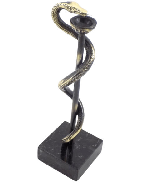Caduceo de la Medicina o Bastón de Esculapio en bronce