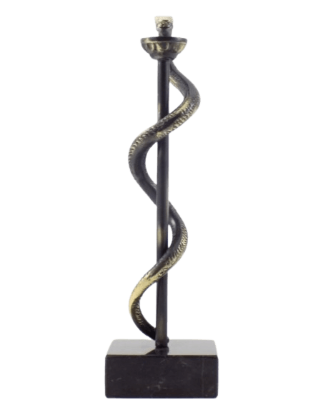 Caduceo de la Medicina o Bastón de Esculapio en bronce