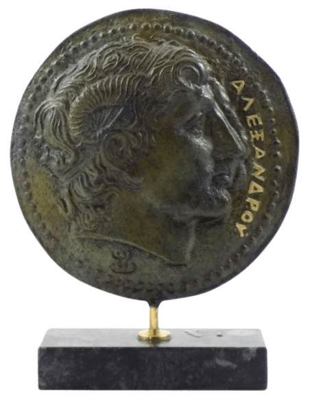 Bronze mirror, portrait of Alexander the Great after the antique