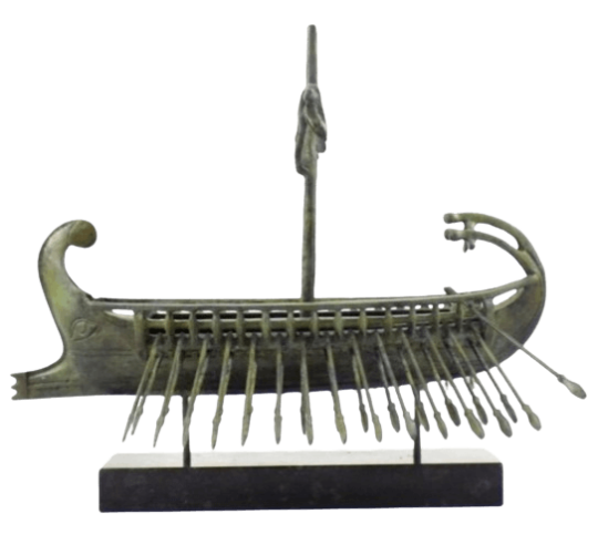 Sculpture en Bronze de Trière Athénienne Antique