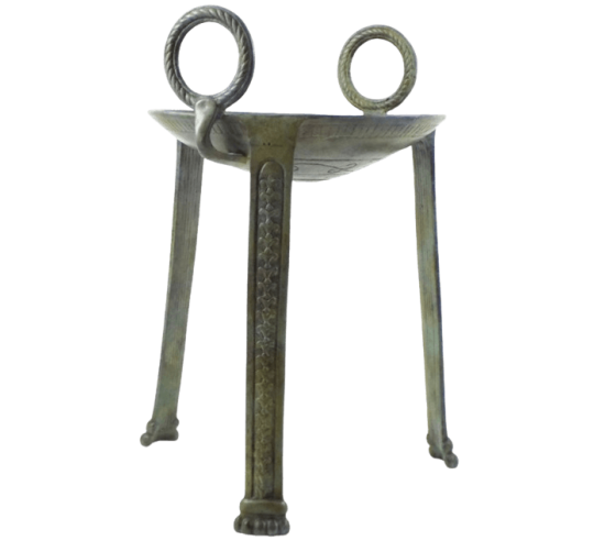 Greek sacrificial bronze tripod for delivering oracles and ancient ritual ceremonies