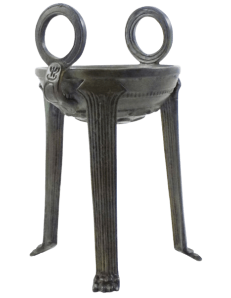 Greek sacrificial bronze tripod for delivering oracles and ancient ritual ceremonies