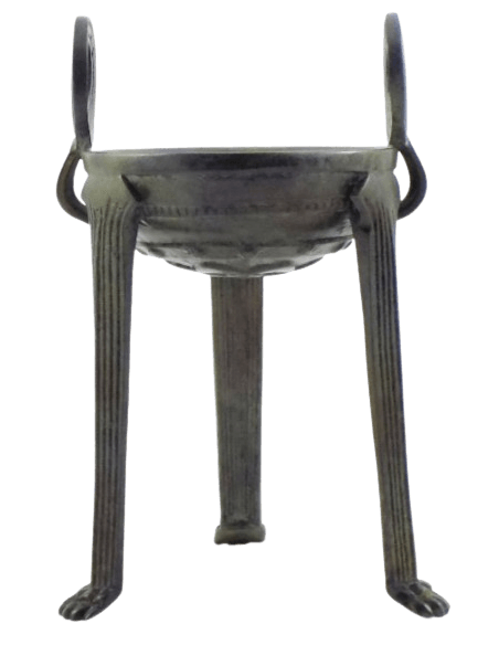 Greek sacrificial bronze tripod for delivering oracles and ancient ritual ceremonies