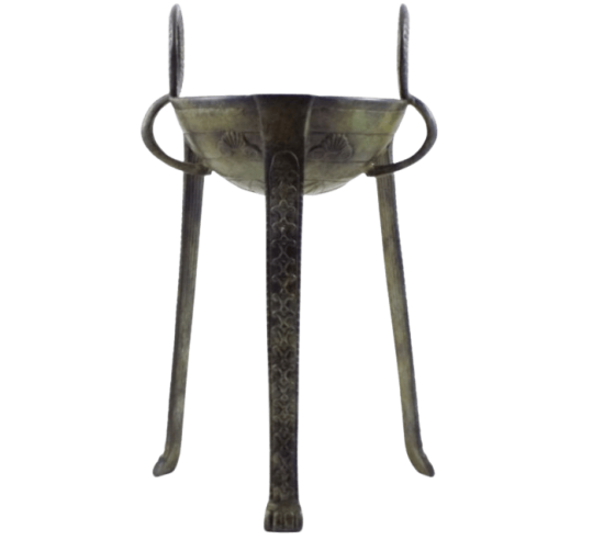 of Greek sacrificial bronze tripod for delivering oracles and ancient ritual ceremonies