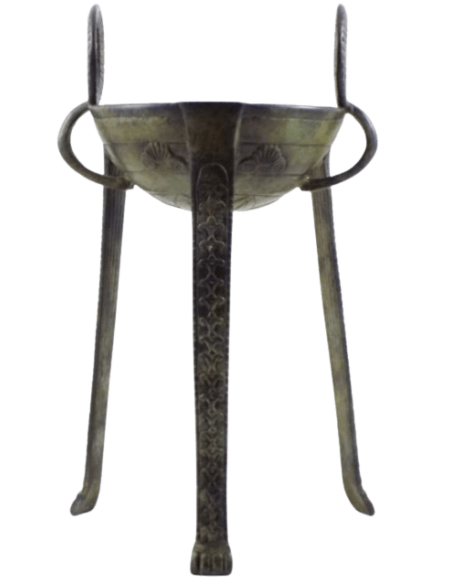 Trípode sacrificial griego de bronce para la entrega de oráculos y ceremonias rituales antiguas