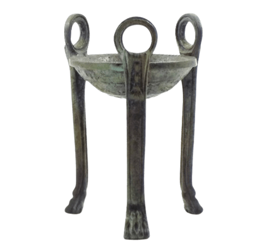 Greek sacrificial bronze tripod for delivering oracles and ancient ritual ceremonies