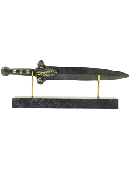 Épée Courte en Bronze ou Xiphos de Guerrier Spartiate, motifs de feuille de laurier