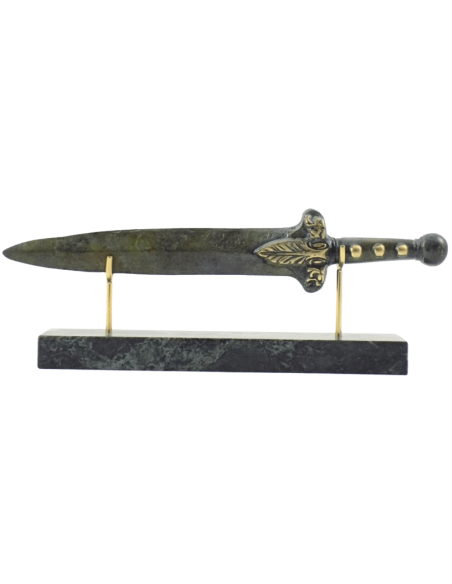 Épée Courte en Bronze ou Xiphos de Guerrier Spartiate, motifs de feuille de laurier