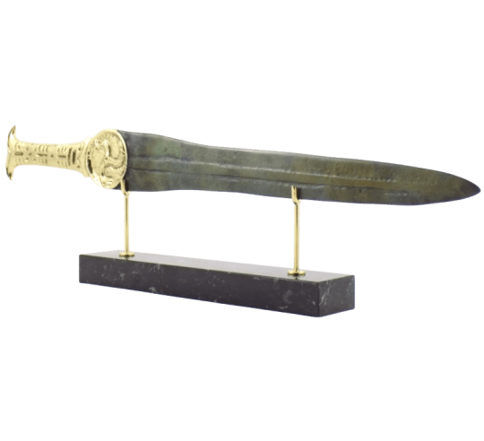 Épée Courte en Bronze ou Xiphos de Persée fils de Zeus et de Danaé. Vainqueur de la Gorgone Méduse et Roi de Mycènes