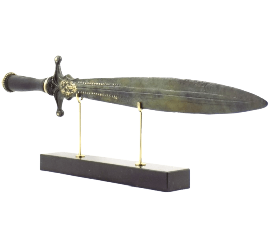 Bronze Short Sword or Xiphos with lion head motifs