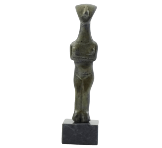 Statuette d'idole féminine en bronze type de Spédos, Art Cycladique Ancien II, Culture de Kéros