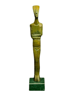 Female idol statuette in bronze, Spedos type, Early...