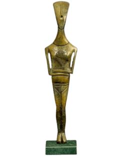 Female idol statuette in bronze, Spedos type, Early...