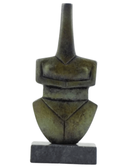Estatuilla de ídolo femenino en forma de violín en bronce, Arte Cicládico Antiguo