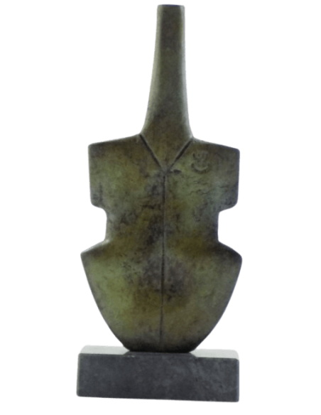 Estatuilla de ídolo femenino en forma de violín en bronce, Arte Cicládico Antiguo