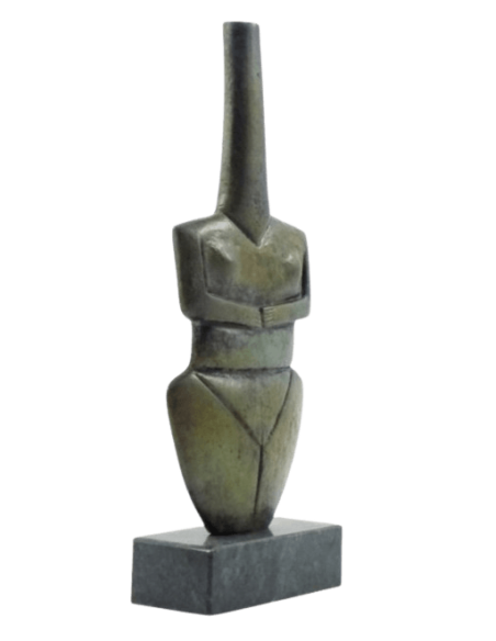 Statuette d'Idole féminine en forme de violon en bronze, Art Cycladique Ancien