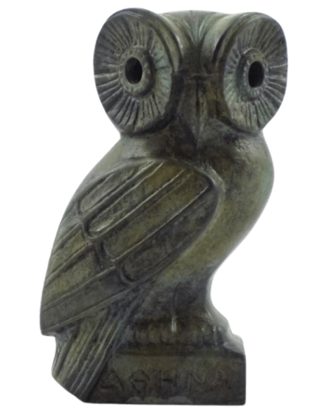 Bronze Owl Statuette, Symbol of Athena, goddess of wisdom, military strategy, and the arts