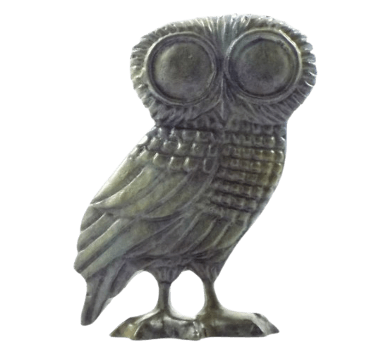 Bronze Owl Statuette, Symbol of Athena, goddess of wisdom, military strategy, and the arts