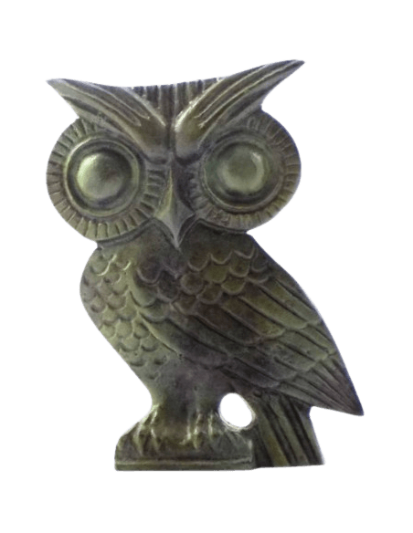 Bronze Owl Statuette, Symbol of Athena, goddess of wisdom, military strategy, and the arts