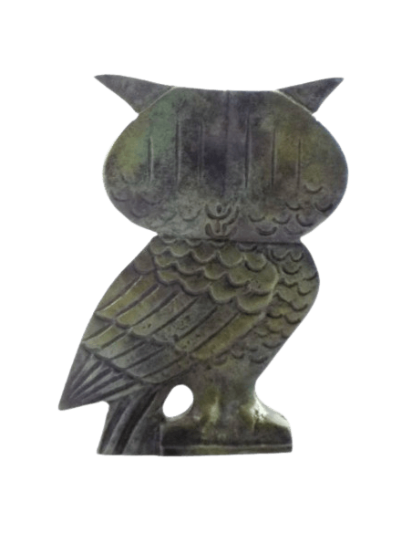 Estatuilla de búho en bronce, símbolo de Atenea, diosa de la sabiduría, la estrategia militar y las artes