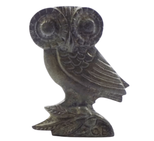 Bronze Owl Statuette, Symbol of Athena, goddess of wisdom, military strategy, and the arts