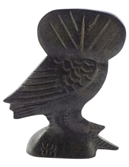 Statuette de Chouette en Bronze, Symbole d'Athéna, déesse de la sagesse, de la stratégie militaire et des arts
