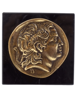 Paperweight, bronze coin featuring Alexander the Great's...