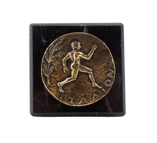 Presse-papiers, pièce de monnaie en bronze le coureur de Marathon, Jeux Olympiques d'Athènes