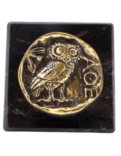 Pisapapeles, moneda de bronce con la efigie del Búho de...