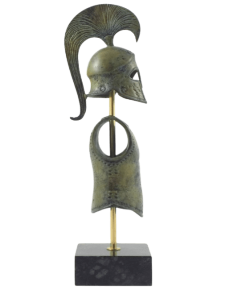 Bronze armor of Leonidas I, king of the city-state of Sparta, set with lion sculpted helmet and breastplate