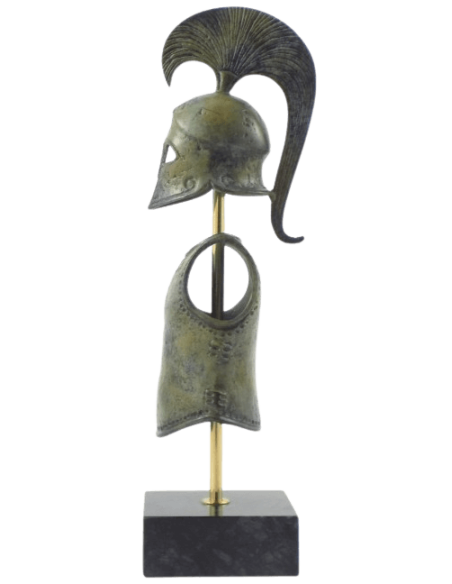 Armadura de bronce de Leónidas I, rey de la ciudad-estado de Esparta, con casco y peto esculpidos de león