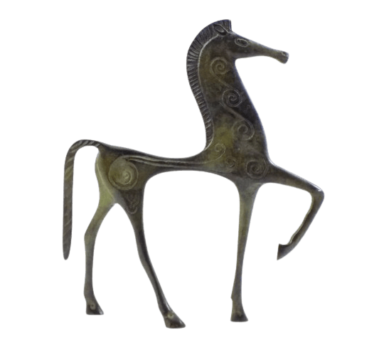 Statuette de Cheval grec en Bronze de style géométrique antique, période VIIIème siècle avant J.-C