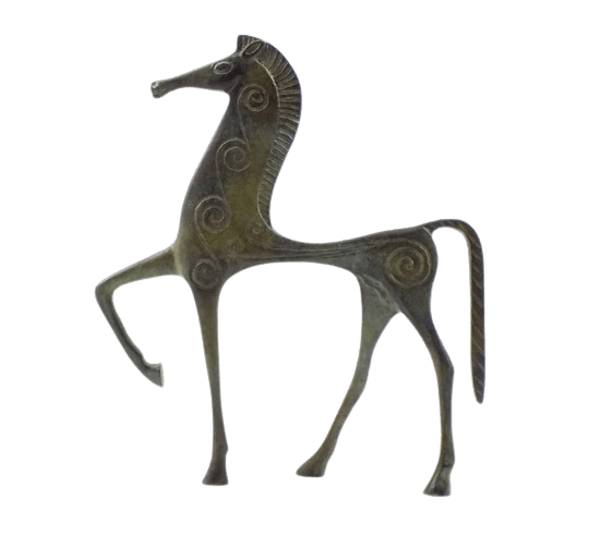 Statuette de Cheval grec en Bronze de style...
