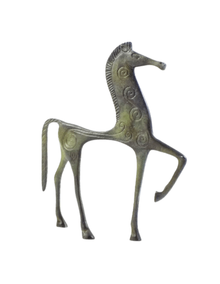 Statuette de Cheval grec en Bronze de style géométrique antique, période VIIIème siècle avant J.-C