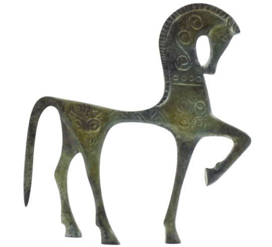 Statuette de Cheval grec en Bronze de style géométrique antique, période VIIIème siècle avant J.-C