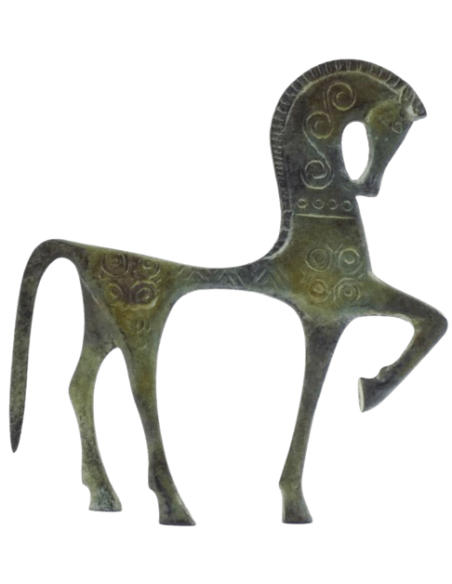 Statuette de Cheval grec en Bronze de style géométrique antique, période VIIIème siècle avant J.-C