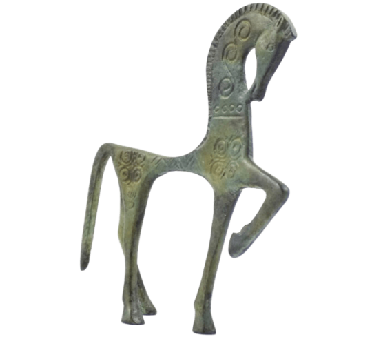 Statuette de Cheval grec en Bronze de style...