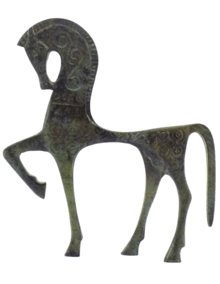 Statuette de Cheval grec en Bronze de style géométrique antique, période VIIIème siècle avant J.-C