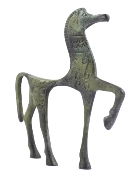 Statuette de Cheval grec en Bronze de style géométrique antique, période VIIIème siècle avant J.-C