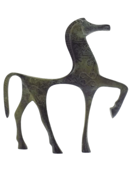 Statuette de Cheval grec en Bronze de style géométrique antique, période VIIIème siècle avant J.-C