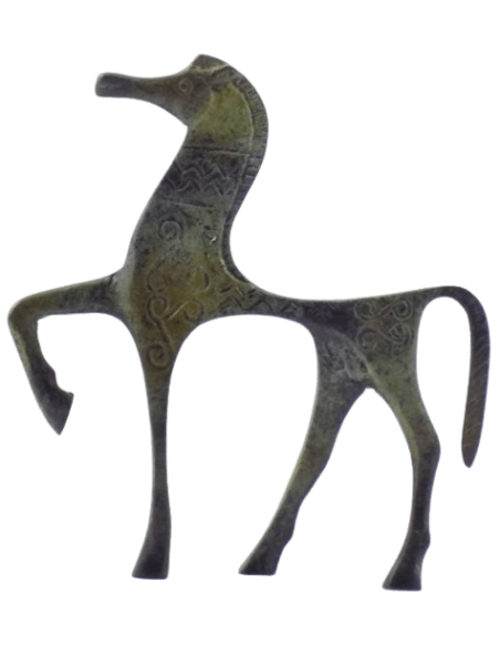 Statuette de Cheval grec en Bronze de style géométrique antique, période VIIIème siècle avant J.-C