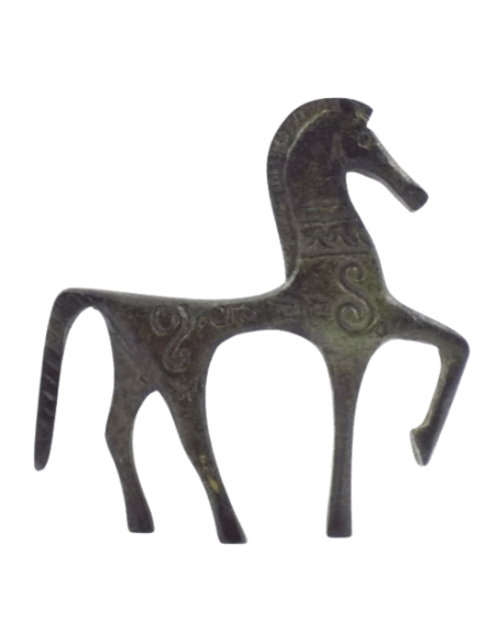 Statuette de Cheval grec en Bronze de style géométrique antique, période VIIIème siècle avant J.-C