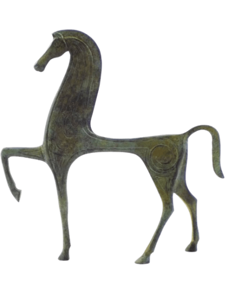 Statuette de Cheval grec en Bronze de style géométrique antique, période VIIIème siècle avant J.-C