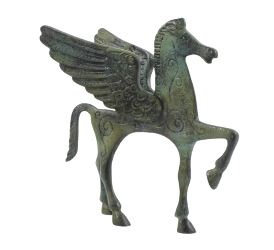 Greek bronze statuette of Pegasus, in ancient geometric style, from the 8th century BCE
