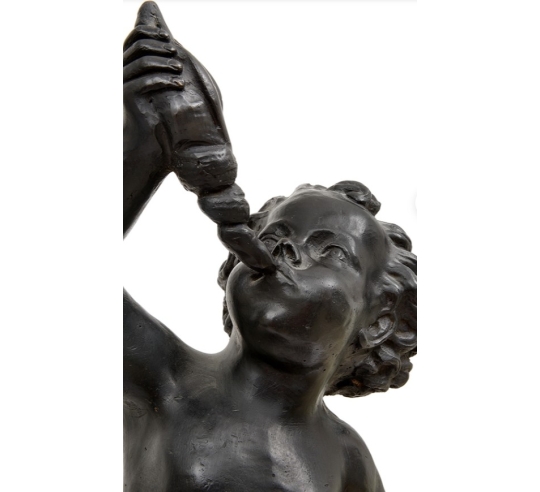 Statue en Bronze d'un Putto Enchanteur...
