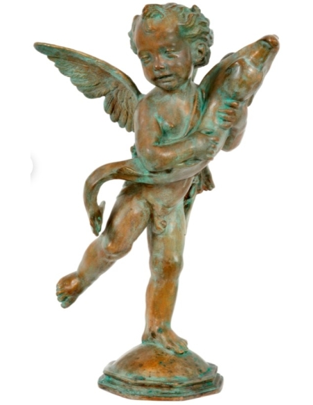Statue en Bronze : Putto avec dauphin d'après Andrea de Verrocchio